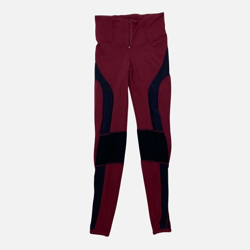 Free People Women’s Cool Rider Leggings Burgundy and Black XS - Picture 5 of 14